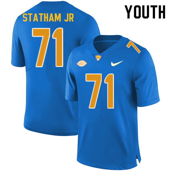 Youth #71 Michael Statham Jr. Pitt Panthers College Football Jerseys Sale-Royal